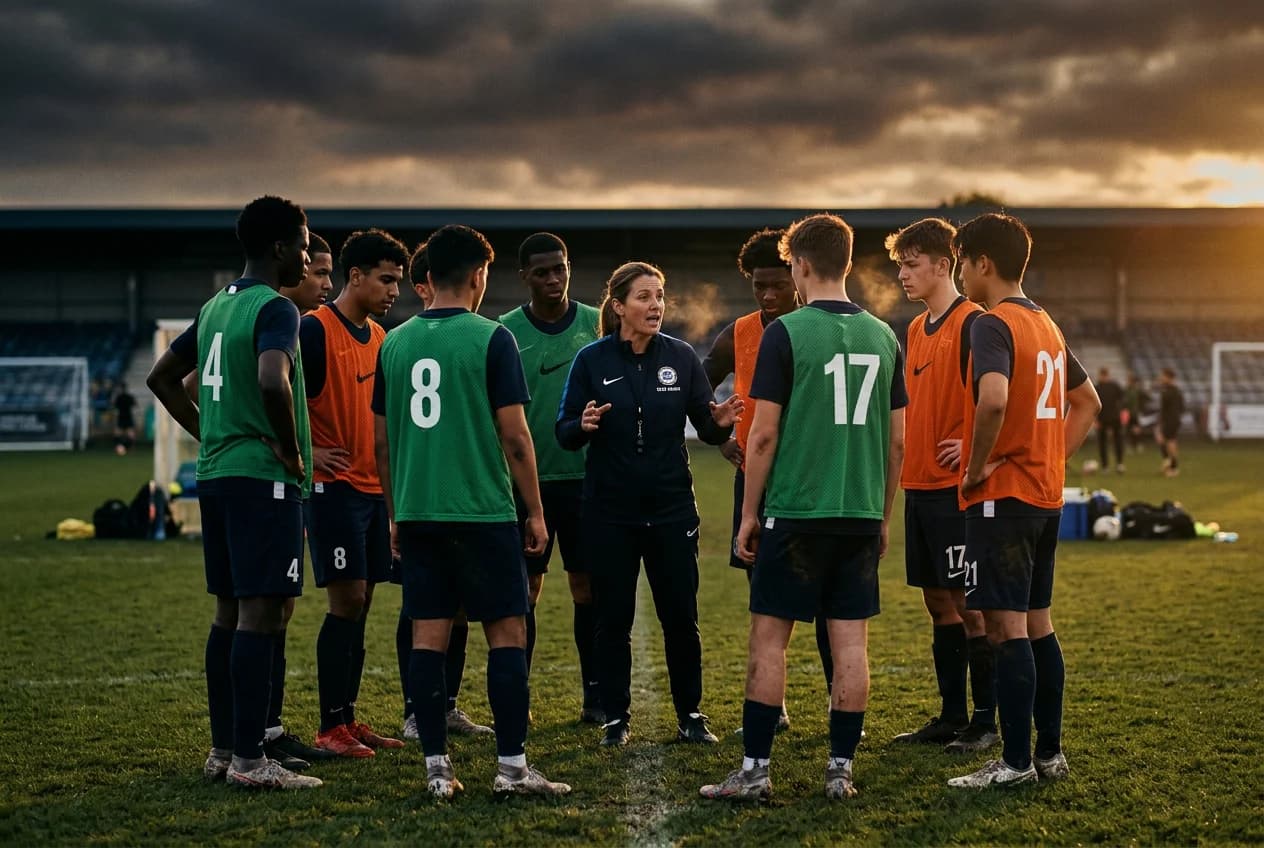 Young Kings coaches training with young players